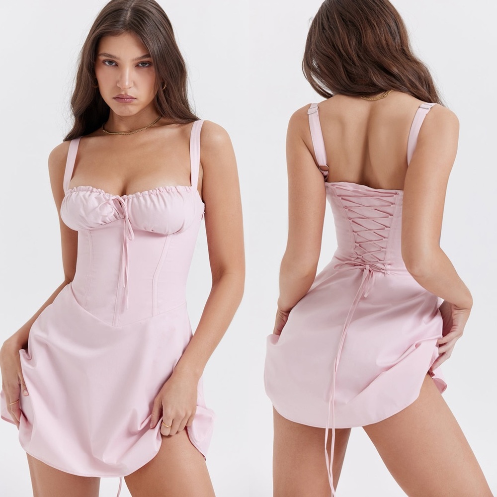 HOUSE OF CB 'Carlotta' Baby Pink Corset Mini Dress - Picture 2 of 9